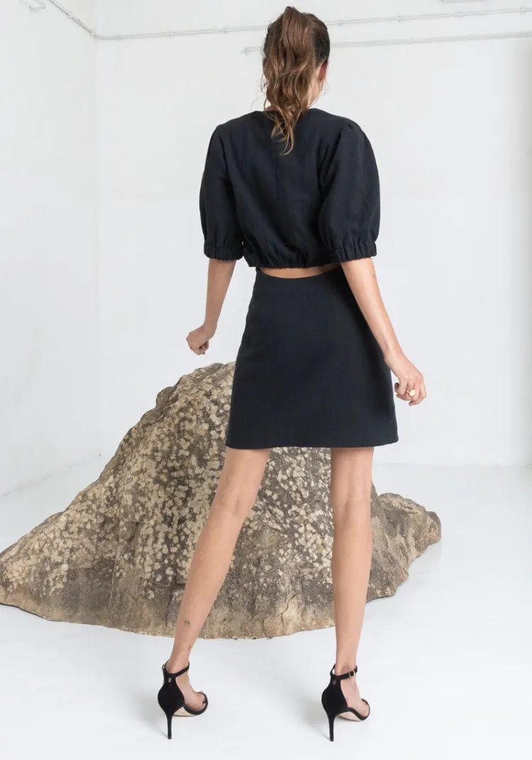 robe_peonia_lin_noir_2.webp Cheap Robe PEONIA Dresses