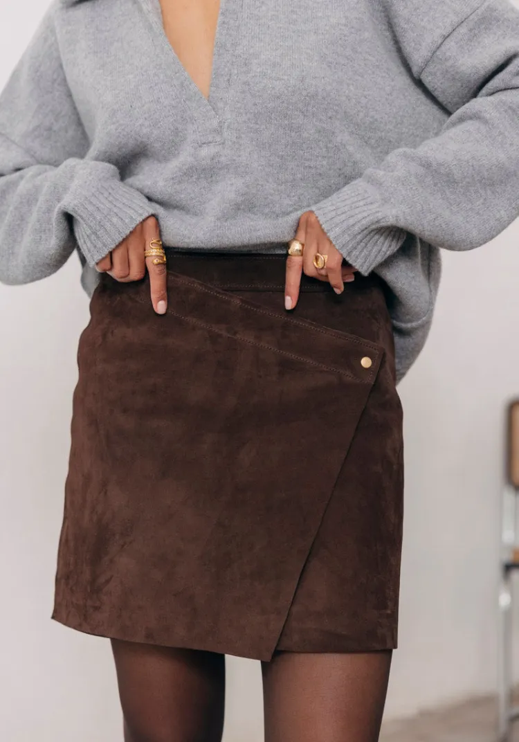 songe_studio__jupe_cuir_bahru_brown_2.webp Store & SONGE Studio & Jupe cuir BAHRU Jupes & Shorts | Leather