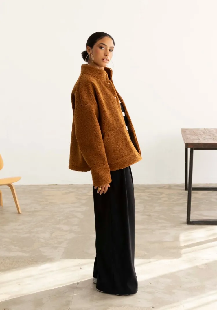 veste_atiba_shearling_cognac_2.webp Sale Veste ATIBA Shearling Cognac Jackets And Coats