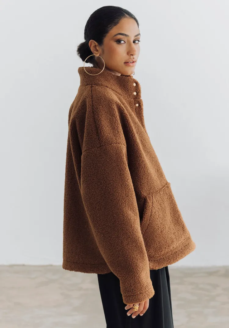veste_atiba_shearling_cognac_5.webp Sale Veste ATIBA Shearling Cognac Jackets And Coats