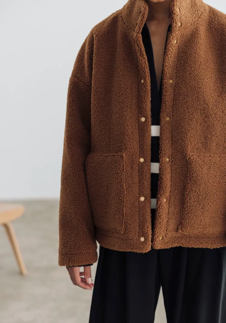 veste_atiba_shearling_cognac_6.webp Sale Veste ATIBA Shearling Cognac Jackets And Coats