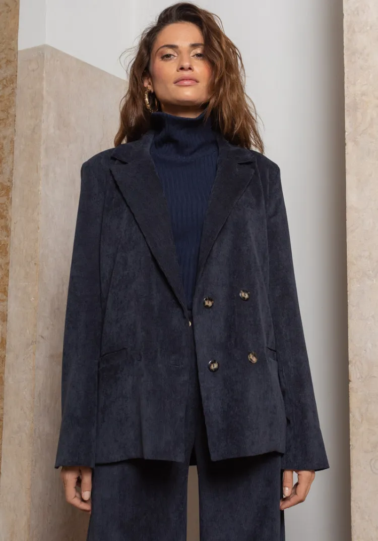 veste_peral_navy_stone_velvet_2.webp Clearance Veste PERAL Velvet Jackets And Coats